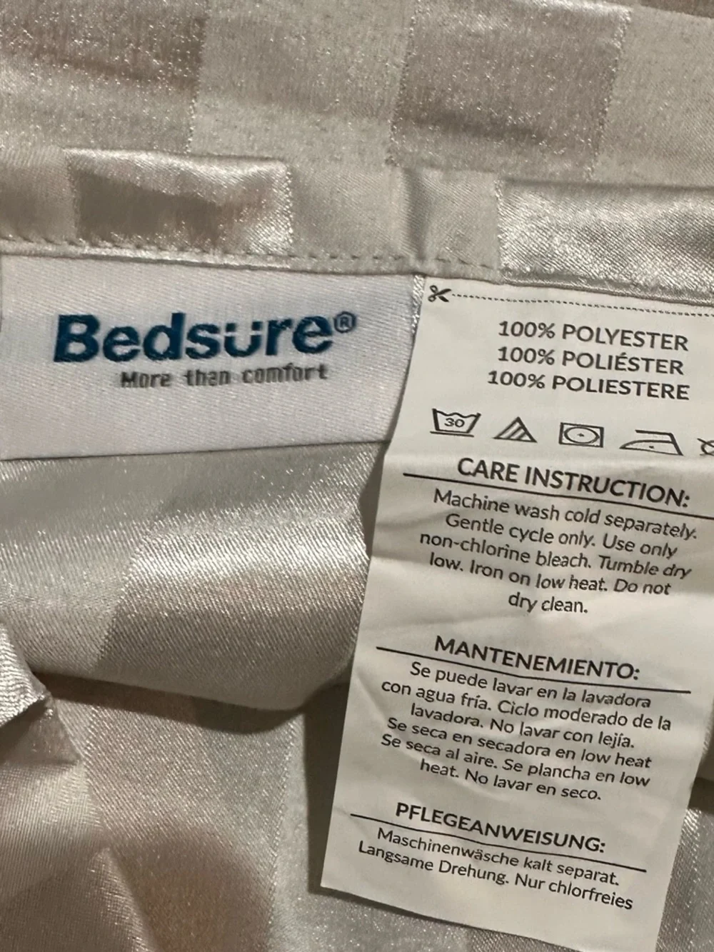 Bedsure Jacquard Satin Pillowcases Grey Set of 2 King Size Envelope Style New
